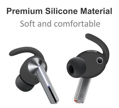 A-Focus 6 Pairs Galaxy Buds 3 Pro Ear Hooks Sport Ear Tips Replacement Anti-Slip Non-Slip Silicone Eartips and Covers Gel Wings Accessories Compatible with Samsung Galaxy Buds 3 Pro Gray