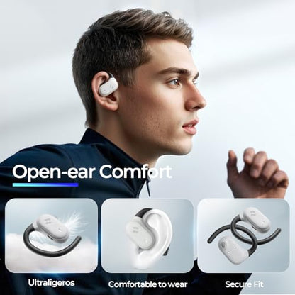 havit Open Ear Headphones, Over Ear Earbuds Bluetooth 5.4 Headphones, Comfort Fit Lightweight, Mic Clear Calls, 64H Playtime, IPX5 Waterproof Earhook Earbuds for Running, Cycling Workouts, Grey