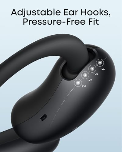 Soundcore AeroFit 2 by Anker Open Ear Earbuds, Open Ear Headphones, Earbuds | Real-Time Translation, 4 Adjustable Positions, 42H Playtime, Rich Bass, Hi-Res, IP55, AI Clear Calls, Wireless Charging - color: Black, style: Standard