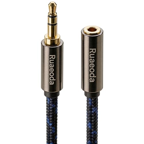 3.5mm Male/Female 12ft Double Shielded Stereo Audio Extension Cable & Adapter - color: Blue, size: 1Pack 12Ft