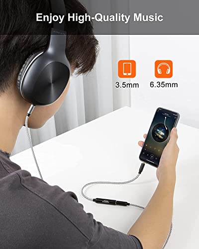 CableCreation 1/4 to 1/8 Headphone Aux Adapter 0.3m, TRS Audio Adapter | TRS 6.35mm to 3.5mm Audio Cable for Amplifier, Guitar, Headphone, Home Theater Devices, Laptop, PCs, Phone - size: 0.3 Meter