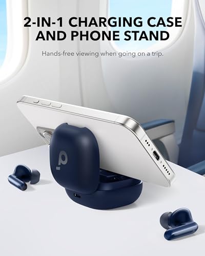 Soundcore P40i by Anker, Noise Cancelling Wireless Earbuds,Adaptive Noise Cancelling to Environments, Heavy Bass,60H Playtime, 2-in-1 Case and Phone Stand,IPX5,Wireless Charging,Bluetooth 5.3(Renewed) - color: Navy Blue