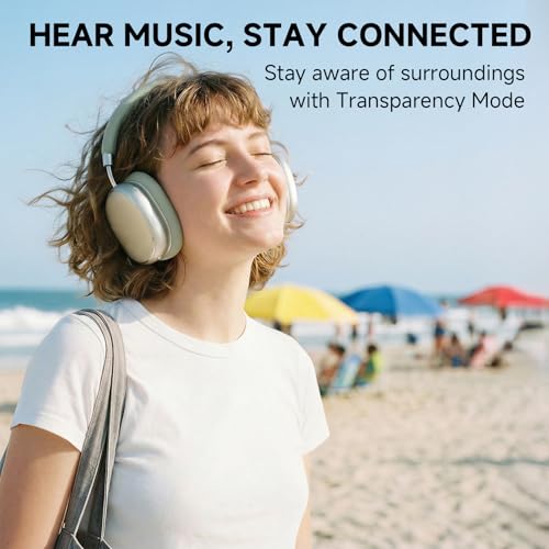 Hybrid Active Noise Cancelling Headphones Over Ear 120H Playtime - color: Spring Green