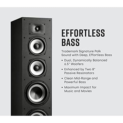 Polk Audio Monitor XT70 Large Home Tower Speaker (Single, Midnight Black) - style: Large Tower Speaker (XT70)