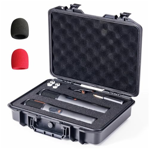 Wireless Microphone Carrying Storage Case Compatible with JBL Wireless Two Microphone System, for JBL PartyBox Wireless Mic, Portable Waterproof Protective Hard Case,Customizable Pre-Diced Foam