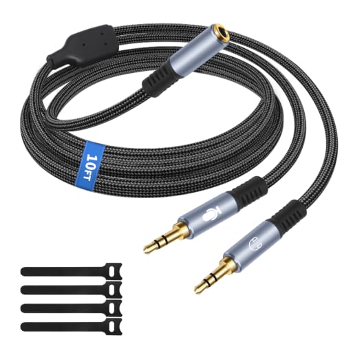 1/8" TRS Stereo Splitter Cable for Headphone, PC Laptop, Perfect for Switching or Two Sets of Speakers (1/8" TRS Stereo Female to Dual Male, 10FT-Splitter 20cm) - size: 10FT-Splitter 20cm, style: 1/8" TRS Stereo Female to Dual Male