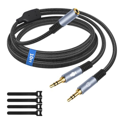 1/8" TRS Stereo Splitter Cable for Headphone, PC Laptop, Perfect for Switching or Two Sets of Speakers (1/8" TRS Stereo Female to Dual Male, 10FT-Splitter 20cm) - size: 10FT-Splitter 20cm, style: 1/8" TRS Stereo Female to Dual Male