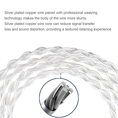 IEM Cable, Silver Plated Earphone Cable for QDC, AS12, AS16, ZSX, ZSN, ZS10 Pro, EDX, UE 18Pro, TRN, QDC, CCA, 2pin 0.78mm, 3.5mm
