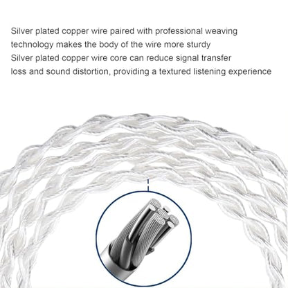 IEM Cable, Silver Plated Earphone Cable for QDC, AS12, AS16, ZSX, ZSN, ZS10 Pro, EDX, UE 18Pro, TRN, QDC, CCA, 2pin 0.78mm, 3.5mm