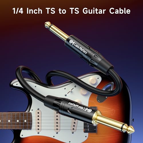 Cable Matters 2-Pack 1/4 Inch TS to TS Guitar Cable, 3ft - size: 3 ft, style: Regular