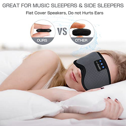LC-dolida Sleep Headphones, Sleep Mask Bluetooth Wireless Music Eye Mask, Sleeping Headphones for Side Sleepers Sleep Mask with Bluetooth Headphones Ultra-Thin Stereo Speakers Perfect for Sleeping - color: Classical Grey