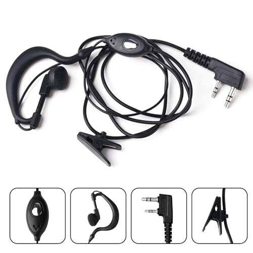 TIDRADIO Walkie Talkies Earpiece with Mic G Shape 2 Pin Headset TD-M8s TD-V2 TD-H3 TD-H8 H-777 RT21 RT22 RT68 Baofeng UV-5R Mini BF-F8HP 5RM 5RX UV-5G UV-32 DM-32 GM21 2 Way Radio - 2Pack - style: 2 Pack G Shape Earpiece