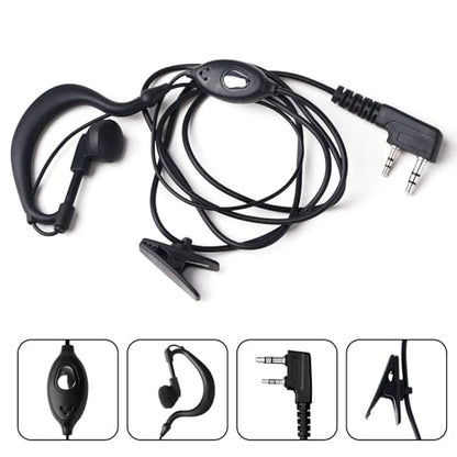 TIDRADIO Walkie Talkies Earpiece with Mic G Shape 2 Pin Headset TD-M8s TD-V2 TD-H3 TD-H8 H-777 RT21 RT22 RT68 Baofeng UV-5R Mini BF-F8HP 5RM 5RX UV-5G UV-32 DM-32 GM21 2 Way Radio - 2Pack - style: 2 Pack G Shape Earpiece