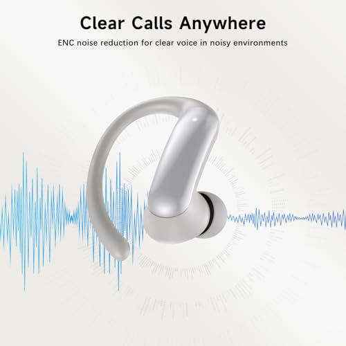 Wireless Ear Buds,Bluetooth Headphones with ENC Noise Cancelling,50H Playtime Earphones with LED Power Display,IPX4 Waterproof in-Ear Earbuds for Sports/Workout,Smartphone Laptop(Silver Gray) - color: Silver Gray