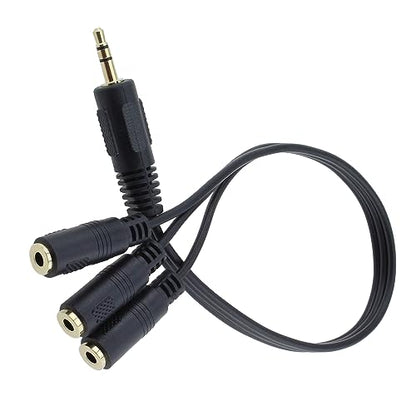 2pcs 1M/3F Audio Splitter, 1FT Gold Plated 3.5mm TRRS Male to 3 x 3.5mm Stereo Jack Female 1 Input 3 Output Audio AUX Splitter
