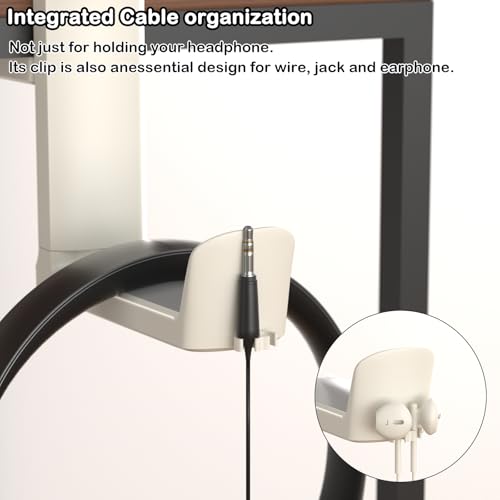 Headphone Holder Adjustable Clamp-on Headphone Hook | Under Desk Gaming Headset Holder Mount Hook with Rotating Clamp (White) - color: White