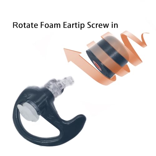 Klowcok Foam Eartips Replacement for SureFire EP7 EP10 Tips | Comfort Fit, 3 Pairs, Black