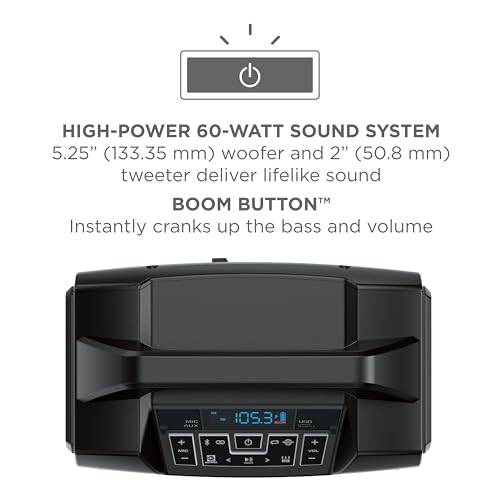 ION Sport Boom 60W Portable Bluetooth Outdoor Speaker | Water Resistant, Radio, Karaoke Mic, USB Charging, Stereo Linking, Bass Boost and App Control, for Parties and Outdoor Events - style: Sport Boom