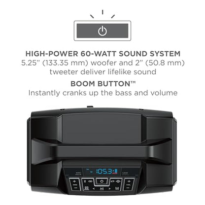 ION Sport Boom 60W Portable Bluetooth Outdoor Speaker | Water Resistant, Radio, Karaoke Mic, USB Charging, Stereo Linking, Bass Boost and App Control, for Parties and Outdoor Events - style: Sport Boom