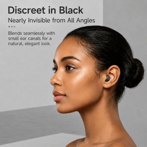 Smallest Invisible Earbuds Wireless Bluetooth, Low Profile Micro Tiny Discreet Hidden Earbuds for Work,Mini Small Headphones, Invisible Sleep Wireless Earphone for Small Earbuds - color: Black
