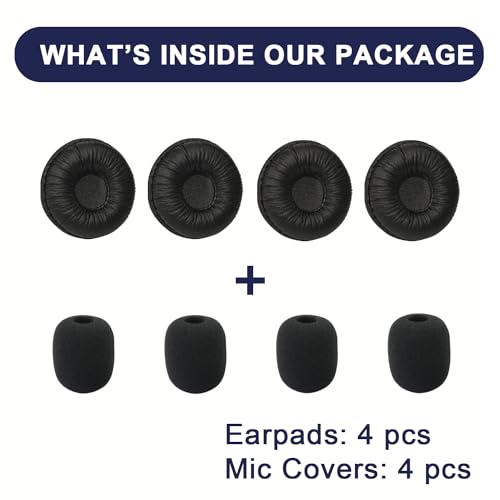Ear Cushions for Plantronics Headset Replacement Ear Pads (4 Pack) | Work for Plantronics HW251N HW261N HW510 HW520 Blackwire C320 3210 3220 3320 Jabra Biz 1500 GN2000 PRO 920 9450 Headphones