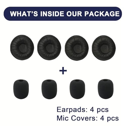 Ear Cushions for Plantronics Headset Replacement Ear Pads (4 Pack) | Work for Plantronics HW251N HW261N HW510 HW520 Blackwire C320 3210 3220 3320 Jabra Biz 1500 GN2000 PRO 920 9450 Headphones