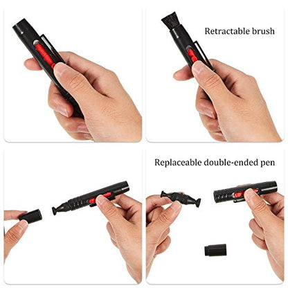 Frienda 3 Pcs Lens Cleaning Pen Brush for Camera Telescope Optics Screen | Dual-ended Soft Brush Tip, Removes Dust and Fingerprints, for Slr Cameras Binoculars Spotting Scopes Rangefinders Monoculars