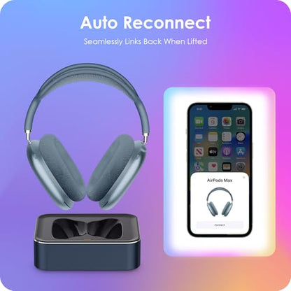 Headphone Charging Station for AirPods Max 1 & 2 - Magnetic Charger Dock with Lightning & USB-C Connectors, LED Indicator, Easy Drop-in Charging (Blue) - color: Blue