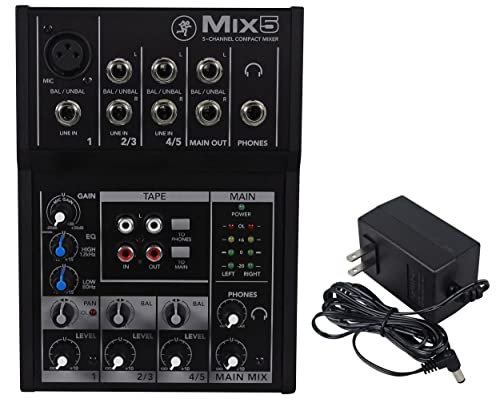 Mackie Mix5 5-Channel Compact Mixer, Black - size: Mix5