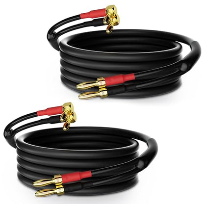 HiFind Speaker Cable Wire 10 Ft/2 Pack with Gold-Plated 90 Degree Angled to Straight Banana Tip Plugs-UL CL3 Rated-Indoor&Outdoor-16 AWG Tinned Copper for Bi-Wire Bi-Amp HiFi Sound - size: 10FT-2Pack