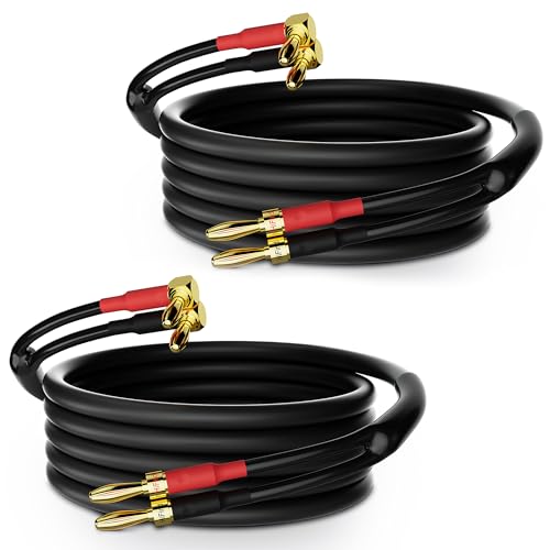 HiFind Speaker Cable Wire 3 Ft/2 Pack with Gold-Plated 90 Degree Angled to Straight Banana Tip Plugs-UL CL3 Rated-Indoor&Outdoor-16 AWG Tinned Copper for Bi-Wire Bi-Amp HiFi Sound - size: 3FT-2Pack