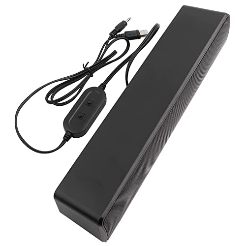 HERCHR USB Speaker Bar Computer Speaker for Desktop, Laptop, PC Speaker Small Soundbar with AUX/USB Connection Portable Mini Sound Bar(Black) - color: Black