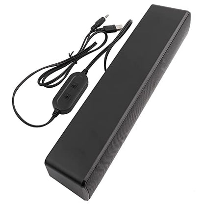 HERCHR USB Speaker Bar Computer Speaker for Desktop, Laptop, PC Speaker Small Soundbar with AUX/USB Connection Portable Mini Sound Bar(Black) - color: Black