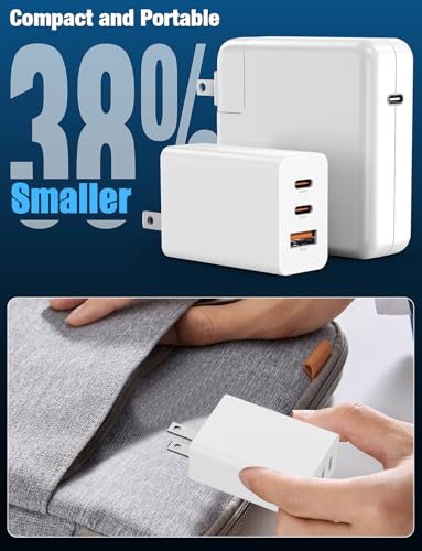 Hzevn 2Pack 85W USB C Wall Charger Block, 3-Port 100W USB C Charging Adapter,Multi Super Fast Charging Power Plug Cube for MacBook Pro/Air,i-Pad Pro,i-Phone 16/15, Galaxy S25，White and Black - color: Black+White