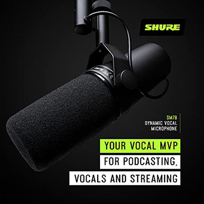 Shure SM7B Dynamic Vocal Microphone for Podcasting & Streaming | XLR studio dynamic mic for broadcast, podcast, recording, gaming and streaming; smooth warm vocals, rugged build - style: SM7B