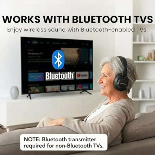 Avantree Audition 3 - Bluetooth Over-Ear Headphones with Wireless Charging Dock, 50H Battery, aptX-Adaptive, Clear Voice, Compatible with Bluetooth TVs - style: Audition 3