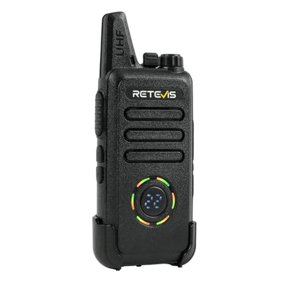 Retevis RT22S Walkie Talkies with Earpiece, Shatterproof Hidden Display | Compact, 22 Channel Portable FRS Two-Way Radio with Signal Prompt VOX 6 Bundle Pack for Adult, Hospitality, School, Retail