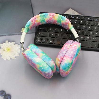 4 in 1 Silicone Case Cover Compatible with Apple Airpods Max 2/1 Headphones(2026/2024/2020), Printed Ear Pad Case Cover Ear Cups Cover and Headband Cover Headband Pad Accessories (Starry Sky Pink) - color: Starry Sky Pink