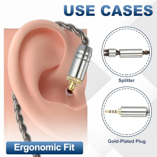PATIKIL IEM Earphone Cable 1.2M Long 28AWG Silver-Plated Pink (4.4mm MMCX) - color: Light Pink, size: 4.4mm