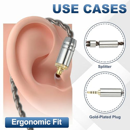 PATIKIL IEM Earphone Cable 1.2M Long 28AWG Silver-Plated Pink (2.5mm MMCX) - color: Light Pink, size: 2.5mm