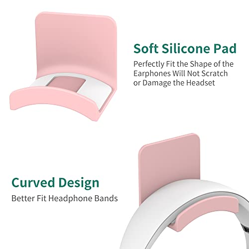 Headphone Hook for Desk, Headset & Controller Holder, Pink 1 Pcs | Space-saving headphone hanger and wall mount alternative, durable ABS with non-slip pad, supports up to 1 kg - color: Pink