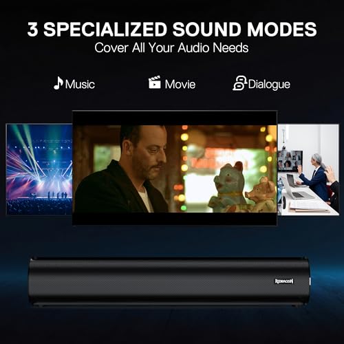 Redragon GS821 2.0 Channel Soundbar for TV, HDMI ARC/Optical/BT 5.3 | Enhanced Auido Quality, Hi-Fi Stereo System with 3 EQ Modes, Remote Control, Wall Mountable, Home Theater Audio Sound Bar
