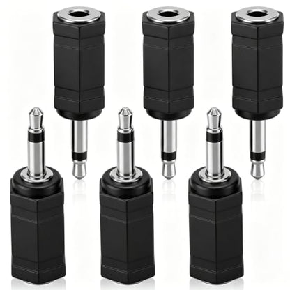 6PCS 3.5mm Mono to Stereo Adapter | 1/8" Mono Male Plug to TRS Stereo Female Jack 3.5mm MonoPlug 2-Pole Headphone Accessories for Radio Headphone