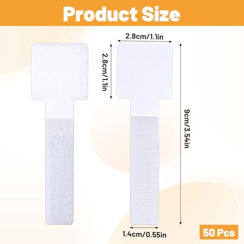 50 Pcs Cable Management Under Desk Wire Clips Under Table Hook and Loop Cable Straps White Adjustable Self-Adhesive Cables Ties Reusable Cord Organizer Holder for Home, Office