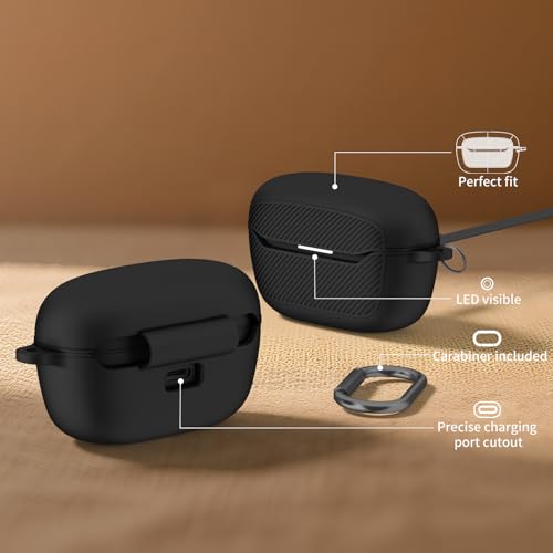 OAJ Soft Silicone Protective Case Cover for JBL Endurance Race 2, Front LED Visible, Compatible with JBL Endurance Race 2 Charging Case with Carabiner & Cleaner kit(Black) - color: Black