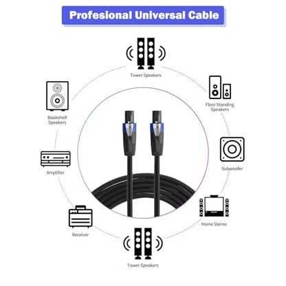 2 Pack Pro Speakon to Speakon Cable 30 Feet 12AWG 2 Conductor Twist Lock - size: 30FT/2PACK