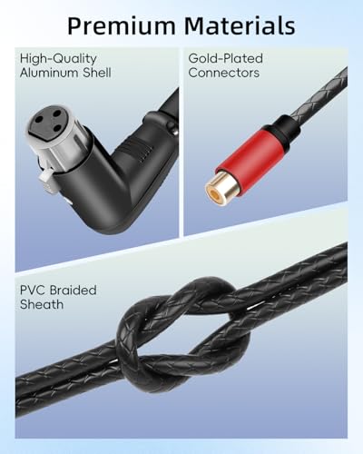 90 Degree XLR 3-Pin Female to RCA Female Stereo Audio Cable,3-Pin Right Angle XLR to RCA Plug Adapter Converter Cord,Balance to Unbalanced,Mixer,Power Amplifier,Audio Player(1FT/30CM) - style: 90 Degree XLR 3-Pin Female to RCA Female(0.3m/1ft)