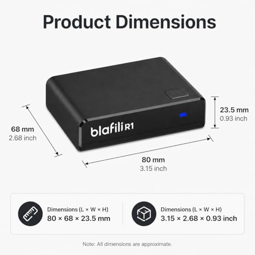 R1 Bluetooth Receiver for Home Stereo with RCA Line Out & USB Input | No-beep pairing, aptX Adaptive HD, for amplifiers and powered speakers, always-on USB power, music streaming only, no mic