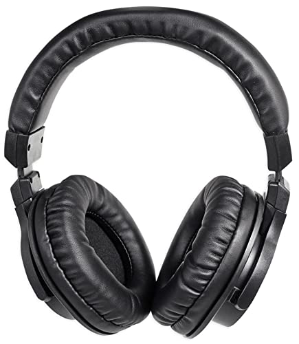 Rockville PRO-M50 Closed-Back Studio Headphones with Detachable Coil Cable | 40mm Neodymium Drivers, 32 Ohm, Over-Ear, Includes Hard Leather Case, Extra Ear Pad, Gold Plated 1/4" Adapter, OFC Cable - color: Black