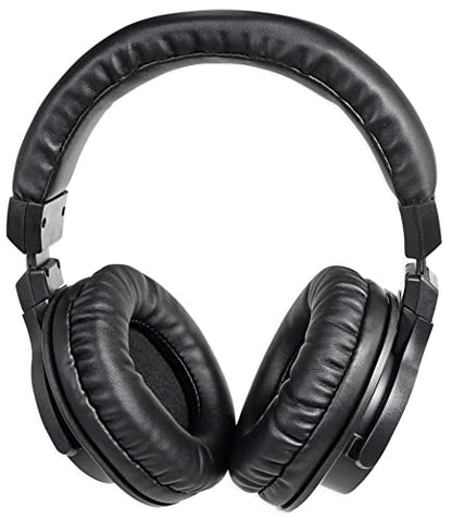 Rockville PRO-M50 Closed-Back Studio Headphones with Detachable Coil Cable | 40mm Neodymium Drivers, 32 Ohm, Over-Ear, Includes Hard Leather Case, Extra Ear Pad, Gold Plated 1/4" Adapter, OFC Cable - color: Black